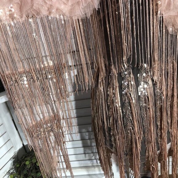 Bella Barnett Mini Dress Tassel Sequined Fringe Rose Pink Small - Picture 12 of 12